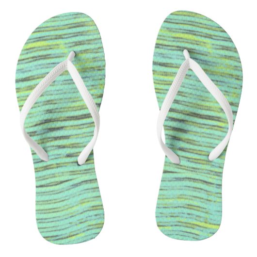 Abstracte Turquoise Green Wave Teenslippers (Voetbed)