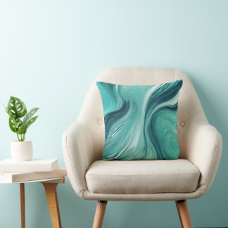 Abstracte turquoise groene vloeistof stort marmer kussen