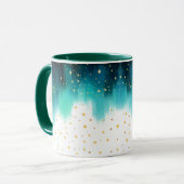 Abstracte turquoise handbeschilderde sterren Koffi Mok (Voorkant links)