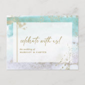 Abstracte Turquoise Lavender Gold Modern Art RSVP Briefkaart (Voorkant)