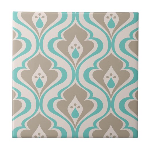 Abstracte Turquoise Taupe  Decoratieve DIY Tegeltje (Voorkant)