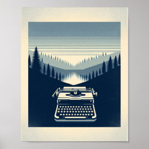 Abstracte typemachine kunstposter poster
