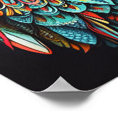 Abstracte uil in heldere kleuren poster (Hoek)