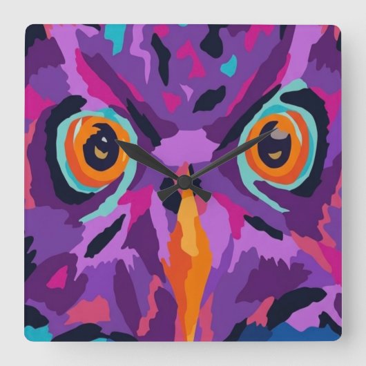 Abstracte uil vierkante klok (Voorkant)