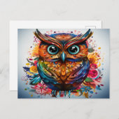 Abstracte Uil Vogelkunst Briefkaart (Voorkant / Achterkant)