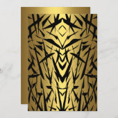 Abstracte uitnodiging van Black & Gold (Voorkant / Achterkant)