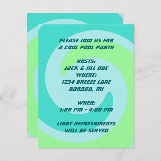 ABSTRACTE uitnodiging van de Beach Party van het P (Voorkant / Achterkant)