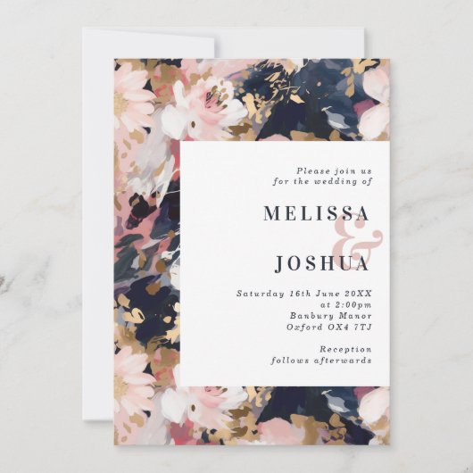 Abstracte uitnodiging voor bruiloft met Floral Blu