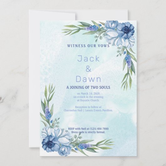 Abstracte uitnodiging voor een blauwe en groene br (Voorkant)