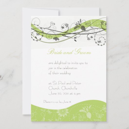 Abstracte uitnodiging voor florale en wervelkolom  (Voorkant)