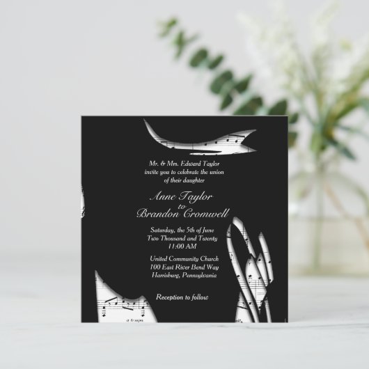 Abstracte uitnodiging voor het binden van muziek i (Staand voorkant)