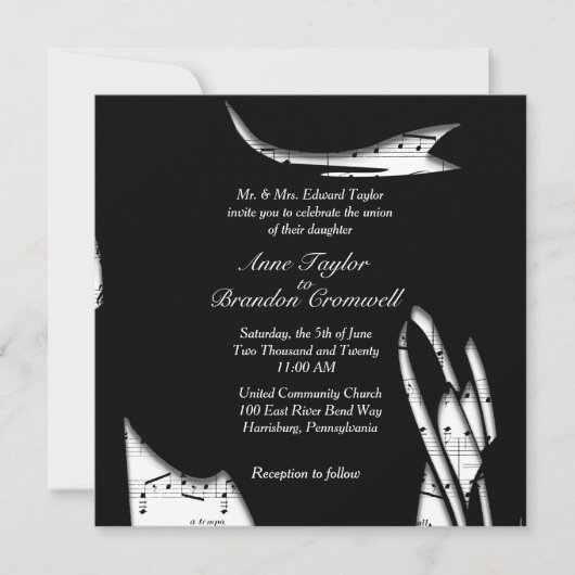 Abstracte uitnodiging voor het binden van muziek i (Voorkant)