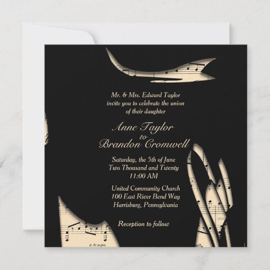 Abstracte uitnodiging voor muziek in zwart-wit en  (Voorkant)