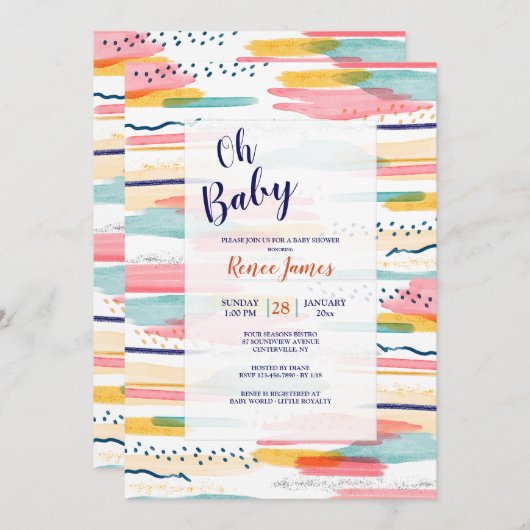 Abstracte uitnodiging voor penseelstreken (Voorkant / Achterkant)