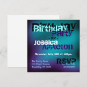 Abstracte uitnodigingen voor Blauwgroen en geweldd (Voorkant / Achterkant)