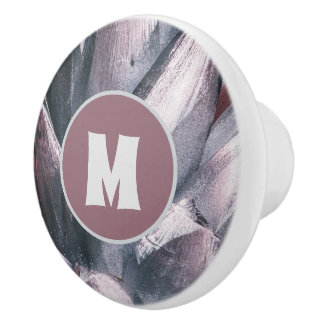 Abstracte unieke zilverkleurige anananassepieken keramische knop