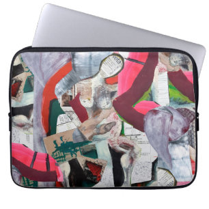 Abstracte Urban Art Collage Handgeschilderd Laptop Sleeve