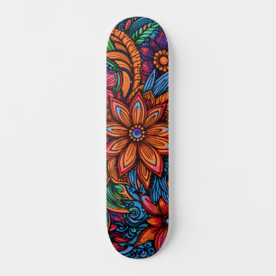 Abstracte urban art geïnspireerde retro bloemen skateboard