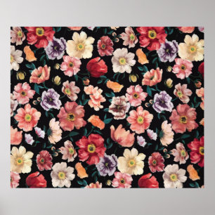 abstracte vaste bloemen, volledig afgewerkt, over poster