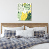 Abstracte vector van de groene en gele "Boho Cats" Canvas Afdruk (Insitu (Slaapkamer))