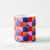 Abstracte veelkleurige geruite patroonvlinders koffiemok (Center)