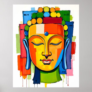 Abstracte veelkleurige moderne kunst Boeddha schil Poster