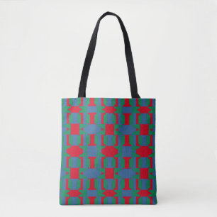 Abstracte veelkleurige Patroon Blauw en Rode Vierk Draagtas