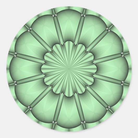 Abstracte ventilator in Bleek groen Ronde Sticker (Voorkant)