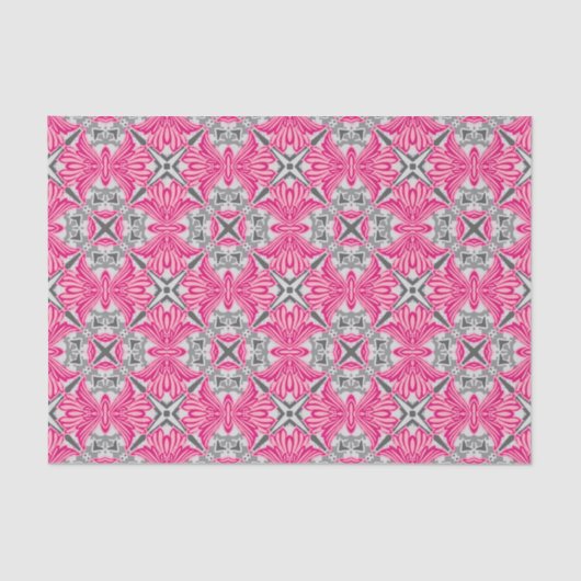 Abstracte ventilatorbenzine Fuchsia roze en grijs Tissuepapier (Voorkant)