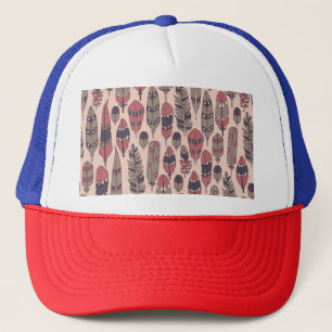 Abstracte veren: kleurrijke  achtergrond. trucker pet