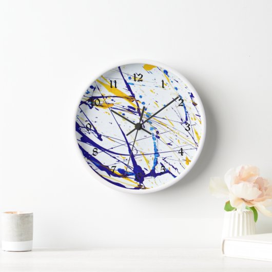 Abstracte verf blauw en gouden spatten (Huis)