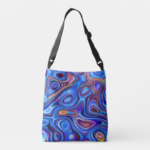 Abstracte verf draait paars roze blauw oranje   crossbody tas