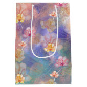 Abstracte verf en bloemen van de verjaardag medium cadeauzakje (Achterkant)