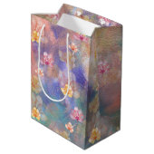 Abstracte verf en bloemen van de verjaardag medium cadeauzakje (Achterkant Gekanteld)