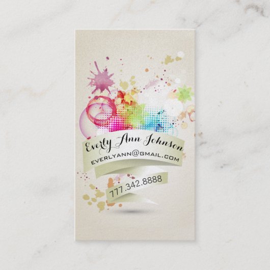 Abstracte verf en geometrisch ontwerp visitekaartje (Voorkant)