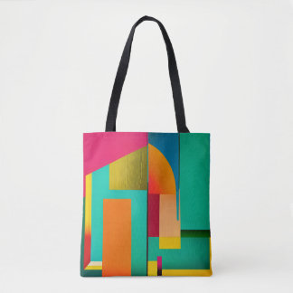 Abstracte verf in kleurenblok draagtas
