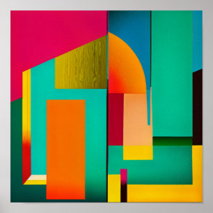 Abstracte verf in kleurenblok poster