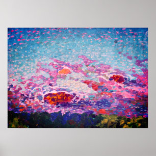 Abstracte verf langs de kust poster