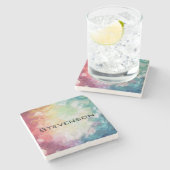 Abstracte verf met dikke structuur personaliseren stenen onderzetter (Zijkant)