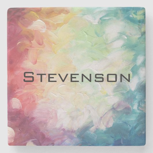 Abstracte verf met dikke structuur personaliseren stenen onderzetter (Voorkant)