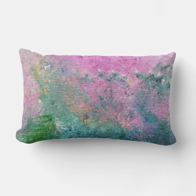 abstracte verf met roze en turquoise kussen (Voorkant)