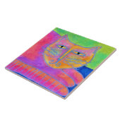 Abstracte verf met warmroze kat tegeltje (Zijkant)