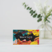 Abstracte verf | Penseelstreken Visitekaartje (Staand voorkant)