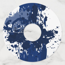 Abstracte verf Splatter Blue Wedding Wijnglaslabel