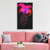 Abstracte Verf Splatter Fuchsia op Zwart Canvas Afdruk (Insitu (Woonkamer))