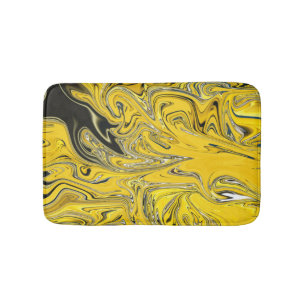 Abstracte verf, zwart en geel Beste kunst Badmat