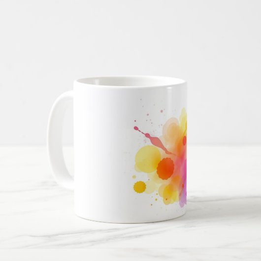 Abstracte Verfkleur Keramische Mok - Artistiek en  (Voorkant links)