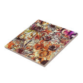 Abstracte verfklodder zonnebloempatroon tegeltje (Zijkant)