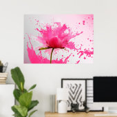 Abstracte verfplaat met roze ventilator poster (Thuiskantoor)