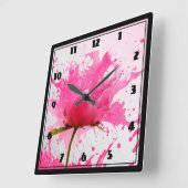 Abstracte verfplaat met roze ventilator vierkante klok (Hoek)